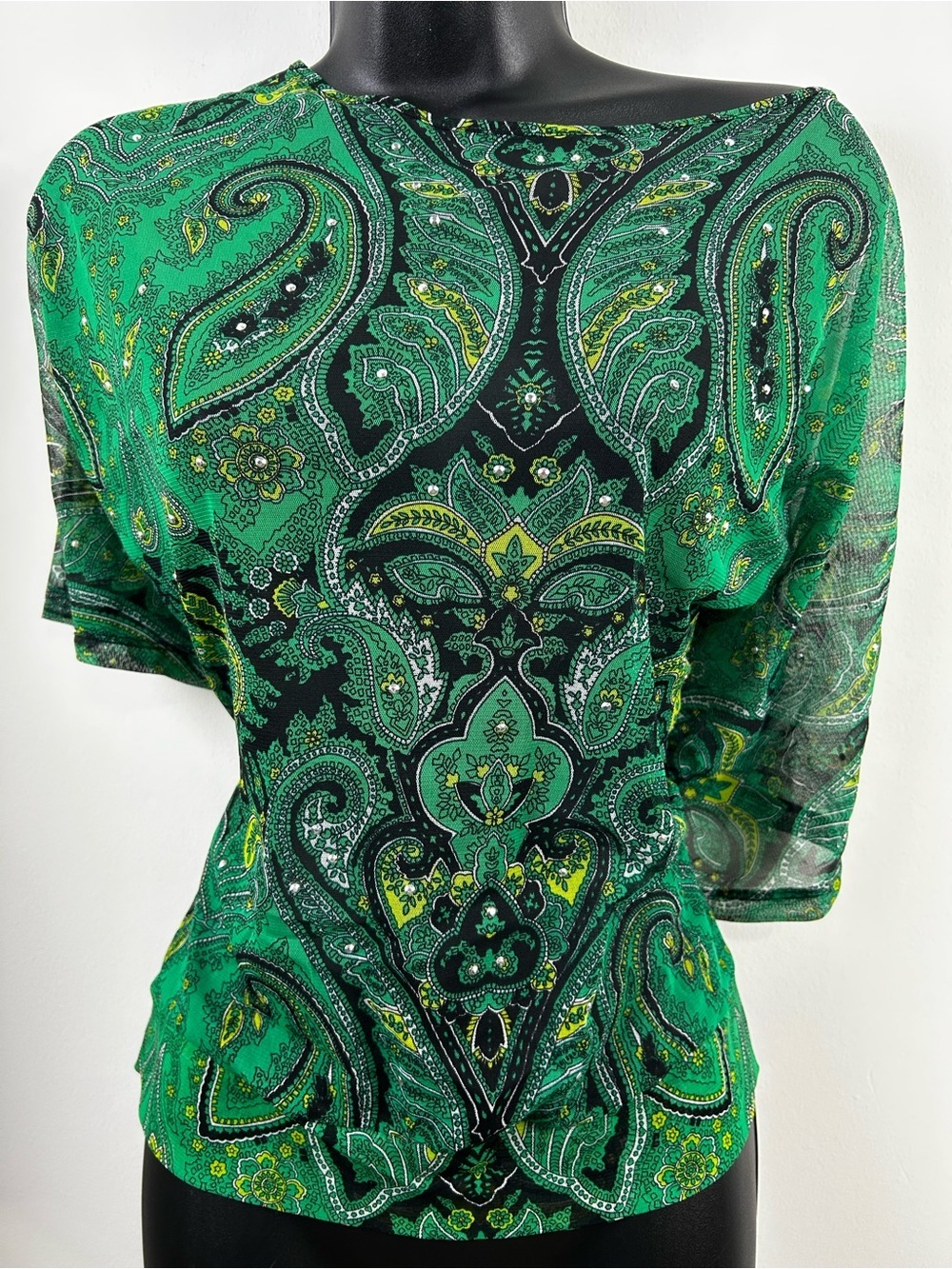 INC International Concepts Green Paisley Tunic Top
